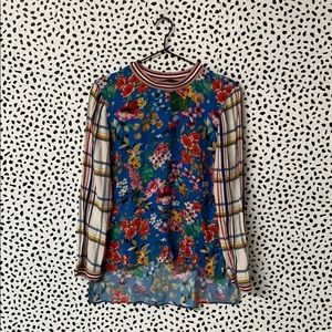 Zara Floral Print Plaid Blouse